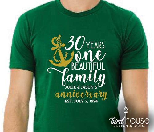 50 Years one Beautiful Family, Personalized Anniversary Cruise Group Shirt Any Year Custom, Personalized