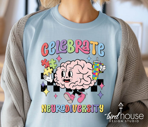 Celebrate Neurodiversity Puzzle autism graphic tee shirt