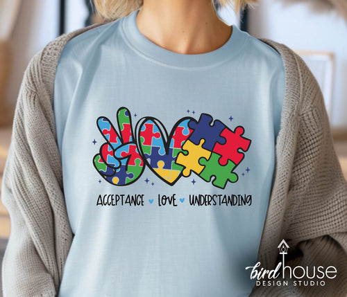 Peace Love Autism Awareness Shirt