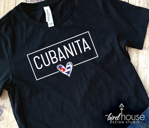 cubanita graphic tee shirt hispanic heritage cuba, heart love cuban flag