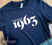 Load image into Gallery viewer, Vintage Birthday 1963 Custom personalized graphic tee shirt for party gift