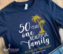 Load image into Gallery viewer, Anniversary Trip Palm Tree Shirt, One Beautiful Family, Any Year Custom, Personalized