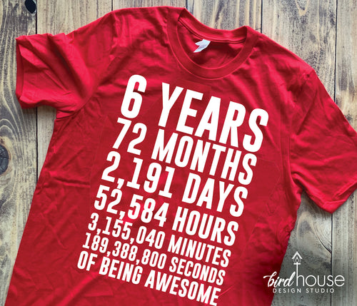 6th Birthday Shirt, Counting the Days & Hours of Being Awesome