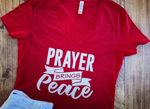 Prayer brings Peace, Cute Religious Shirt, Bible Quotes, Custom Any Color