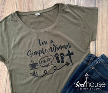 Load image into Gallery viewer, I&#39;m a Simple Woman Shirt, Coffee, Camper, Flip Flops, Jesus, CUSTOM ANY Icon or Logo, personalized matching group graphic tees