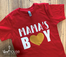 Load image into Gallery viewer, Mama&#39;s boy shirt, cute valentines day shirts for kids