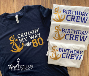 Birthday Crew Shirt, Anchor Cute Matching Group Cruise Tees