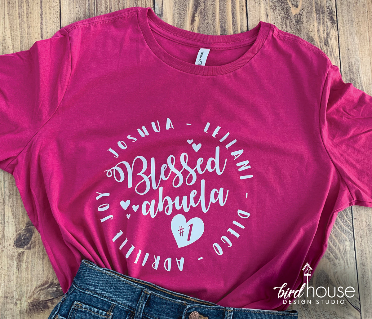 Blessed Abuela Shirt, Cute Personalized Grandma, Mima, Mom, Lela