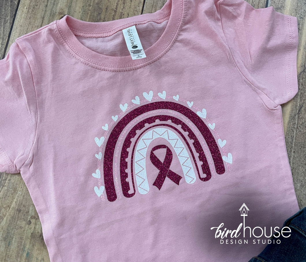 Rainbow Shirt, Breast Cancer Awareness, Matte or Glitter