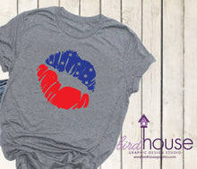 Load image into Gallery viewer, Stars and Stripes Kiss Shirt, Cute July 4th Tank, Lips, Funny USA Tee