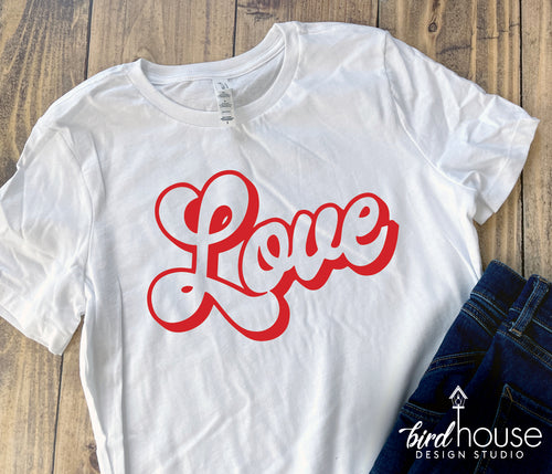 Love Retro Shirt, Cute Valentines Day Graphic Tee