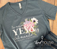 La mejor Shirt Personalized Grandma, Yeya, Lela, Abuela, floral full color