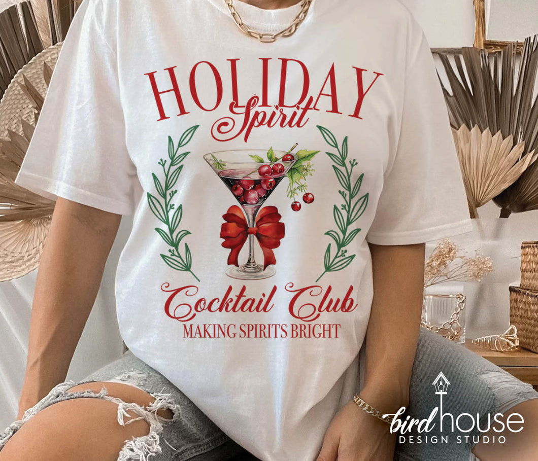 Holiday Spirit Christmas Cheer Cocktail Club Merry Social Season Shirt pjs, martini cranberries