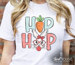Nerdy Easter Bunny Hip Hop Coquette Girly Easter Graphic Tee Shirt