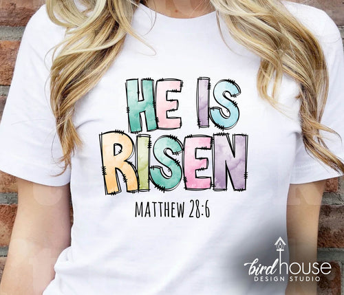 Pastel He is risen graphic tee shirt easter 