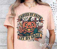 Carved by Faith Lit by Grace Halloween Shirt