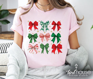 christmas coquette girly bows pjs graphic tee shirt