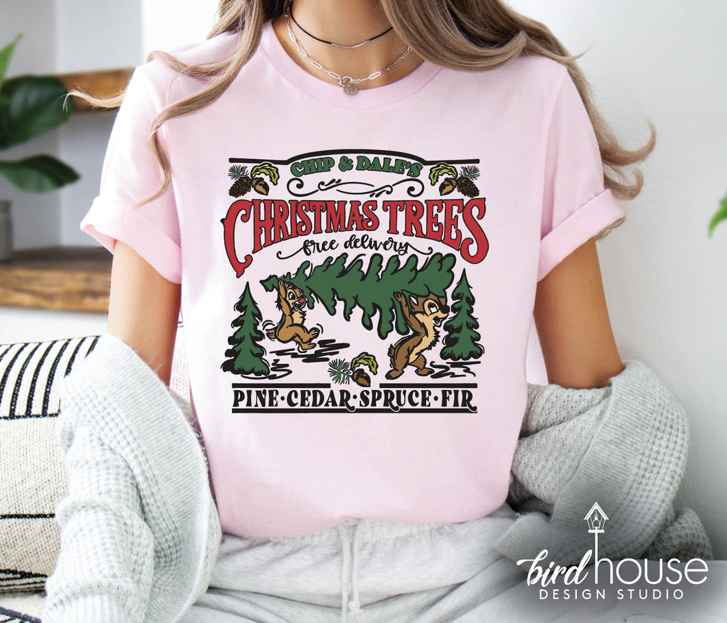 christmas tress chip dale farm graphic tee shirt