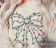 coquette christmas lights graphic tee shirt