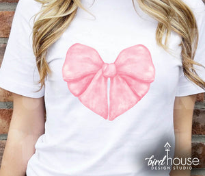 Coquette Bow Heart Graphic Tee Shirt, love valentines day, Soft girly