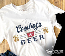 Load image into Gallery viewer, Cowboys &amp; Beer Graphic Tee Shirt, coors crop top, concert Tees, tank or hoodie