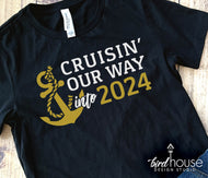 Cruising our way into 2024 Cruise Shirt, Cruising Personalize Custom Any Year or Age Cruising Birthday New Year, anniversary, new years eve cruise, hello 2024