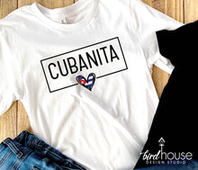 Load image into Gallery viewer, cubanita graphic tee shirt hispanic heritage cuba, heart love cuban flag