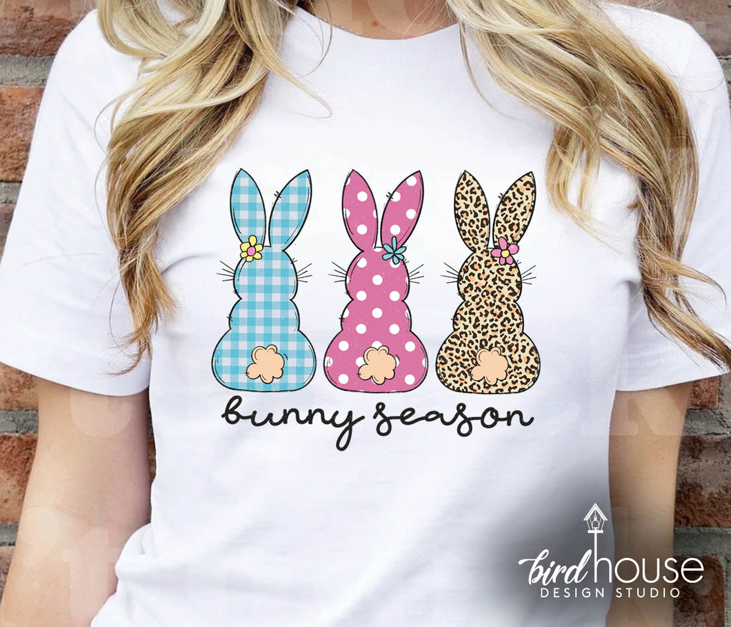 cute bunny season leopard print coquette easter graphic tee shirt