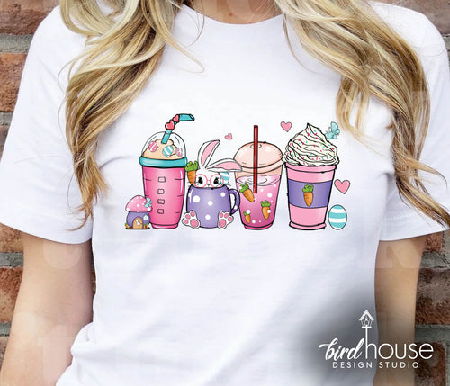cute easter coffee cups graphic tee shirt