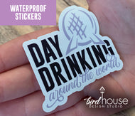 Day Drinking around the World, Waterproof Sticker, Water Bottles, Laptop