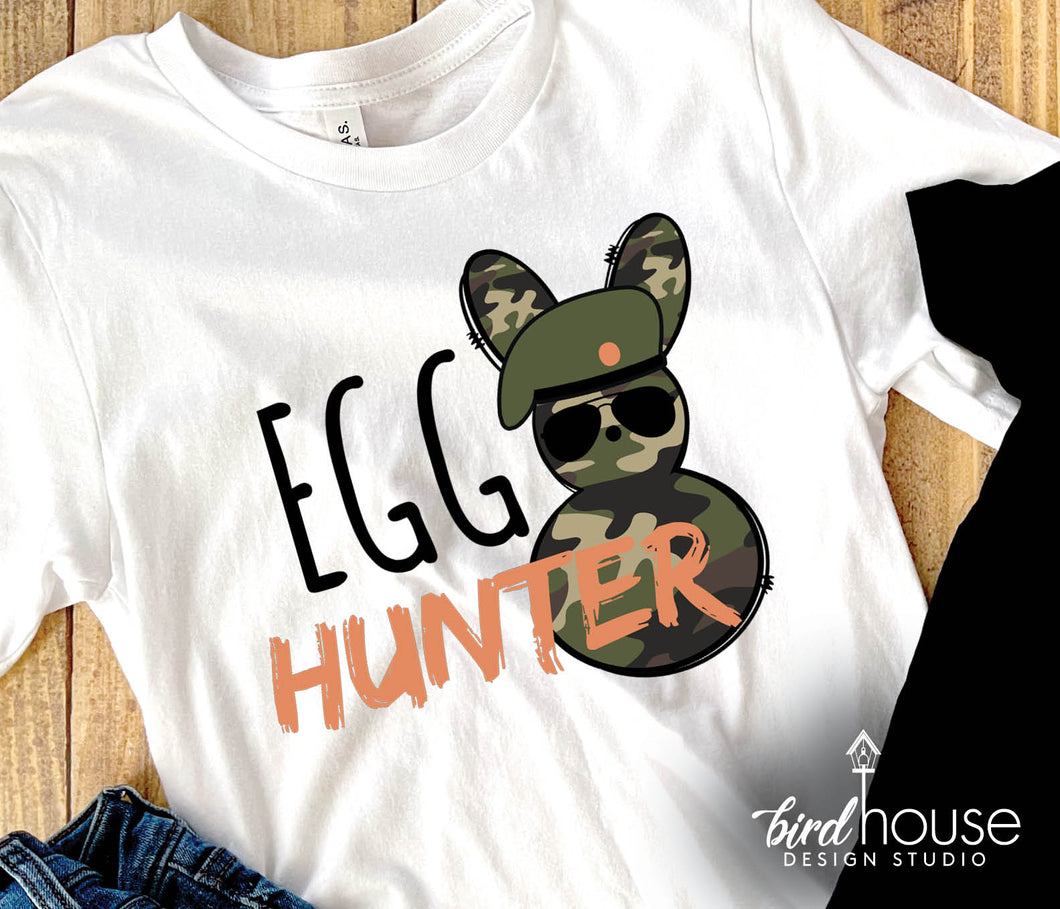 egg hunter army bunny cute graphic Tee Shirt for boys egg hunt