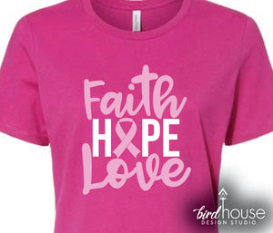 Faith Hope Love Breast Cancer Awareness graphic Shirt