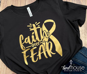 Faith over Fear Ribbon Shirt, Childhood Cancer Awareness, graphic tee
