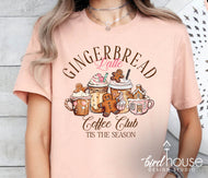 gingerbread latte club peach graphic tee shirt cute christmas pajamas pjs shirts coffee