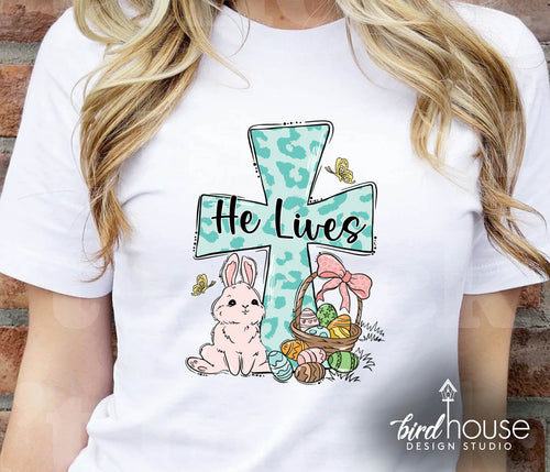 he lives coquette easter bunny graphic tee shirt