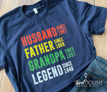 Load image into Gallery viewer, Husband Father Grandpa Legend Shirt, Personalized fathers day Gift for grandfathers, grandparents