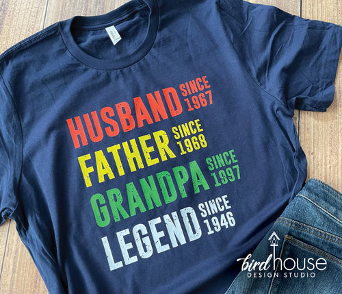 Husband Father Grandpa Legend Shirt, Personalized fathers day Gift for grandfathers, grandparents
