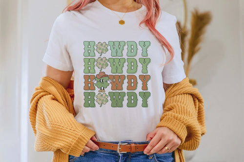 Howdy Western St. Patricks Day Graphic Tee Shirt