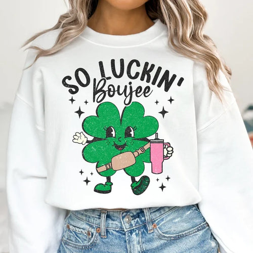 So Luckin' Boujee St. Patricks Day Graphic Tee Shirt
