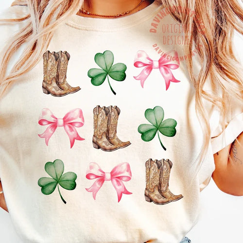 Coquette Western St. Patricks Day Cute Graphic Tee Shirt
