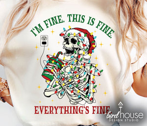 im fine this is fine everythings fine funny christmas mom coffee graphic tee shirt pajamas pjs