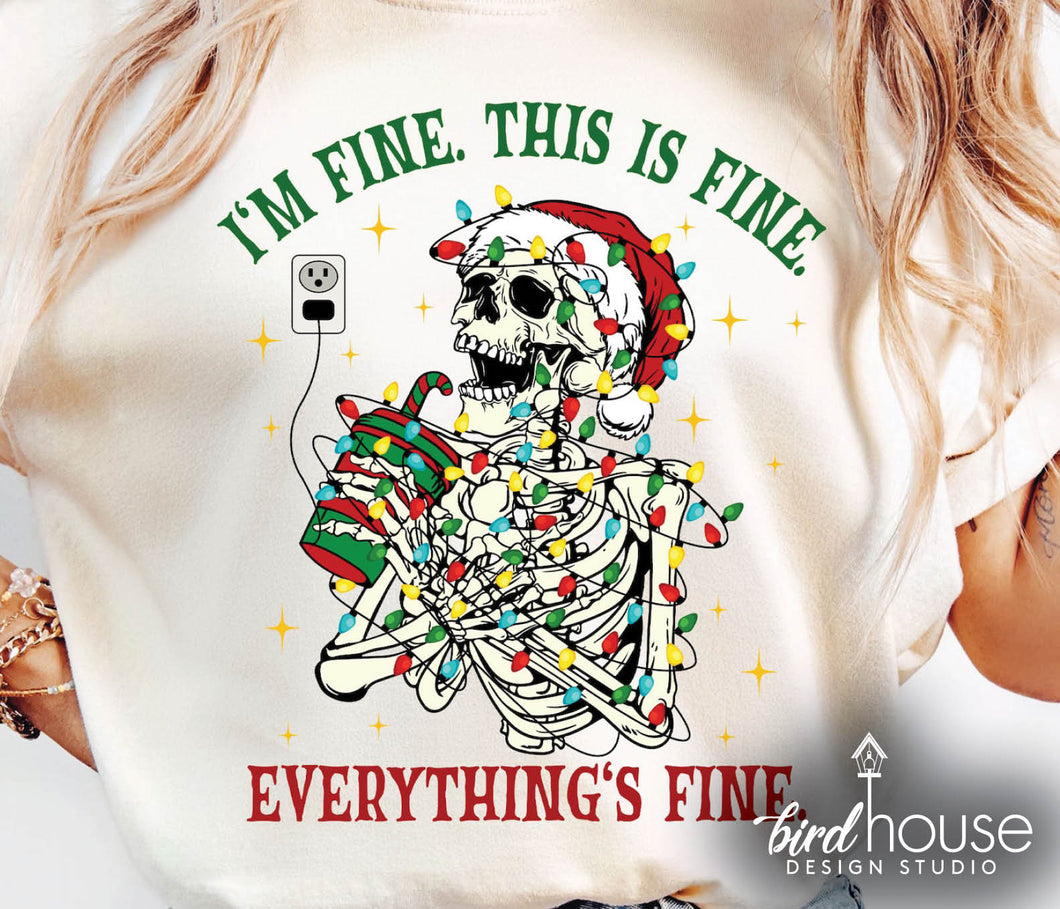 im fine this is fine everythings fine funny christmas mom coffee graphic tee shirt pajamas pjs