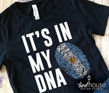 Load image into Gallery viewer, its in my dna fingerprint hispanic heritage graphic tee shirt, argentina