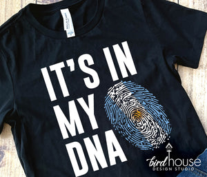 its in my dna fingerprint hispanic heritage graphic tee shirt, argentina