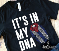 its in my dna fingerprint hispanic heritage graphic tee shirt, cuba, cuban