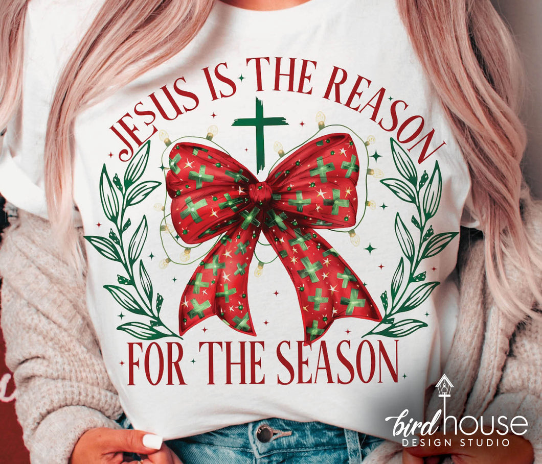 jesus is the reason for the season coquette christmas graphic tee shirt