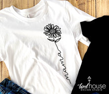 Load image into Gallery viewer, Mama Flower Graphic Tee Shirt pocket cute gift for mothers day moms