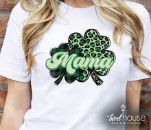 Load image into Gallery viewer, mama st patricks day graphic tee leopard clover