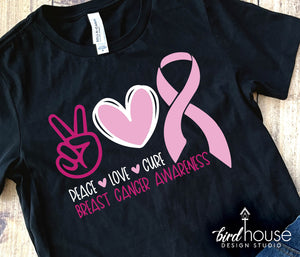 Peace Love Cure Breast Cancer Awareness Shirt