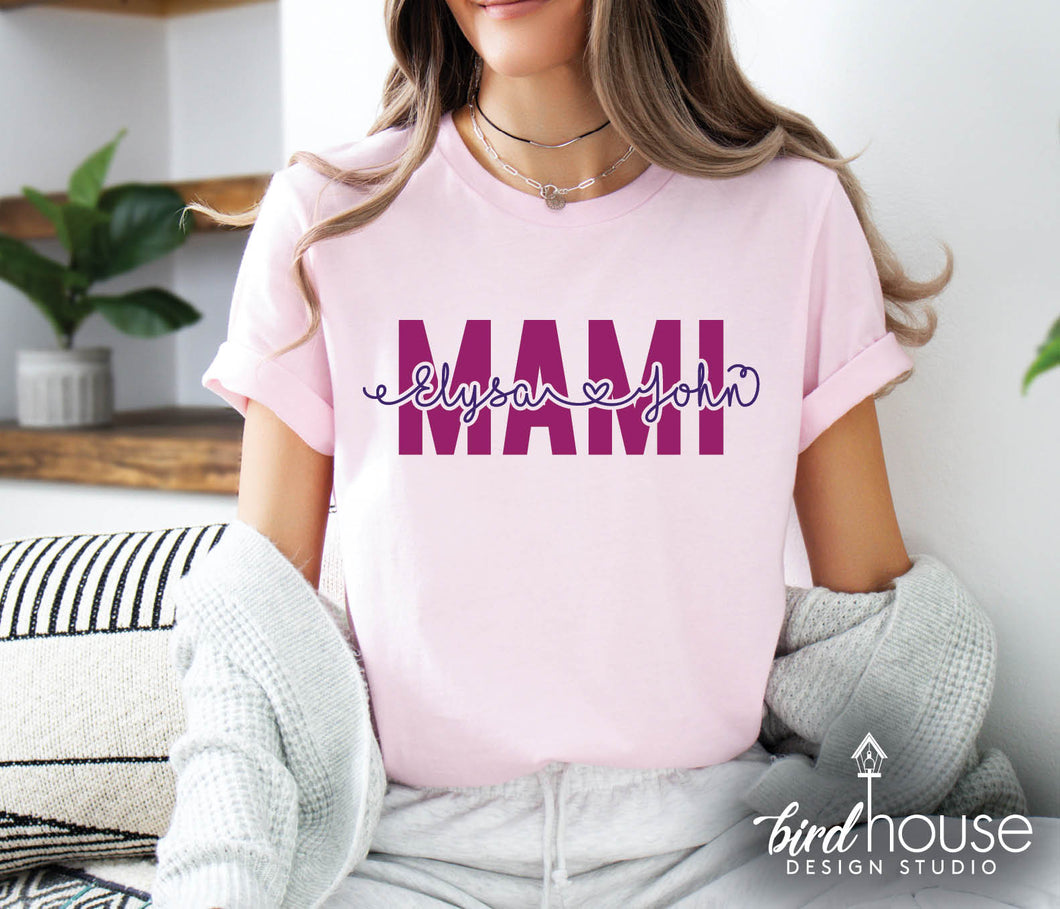 Personalized Mom Grandma Shirt with Names, Any 2 Colors